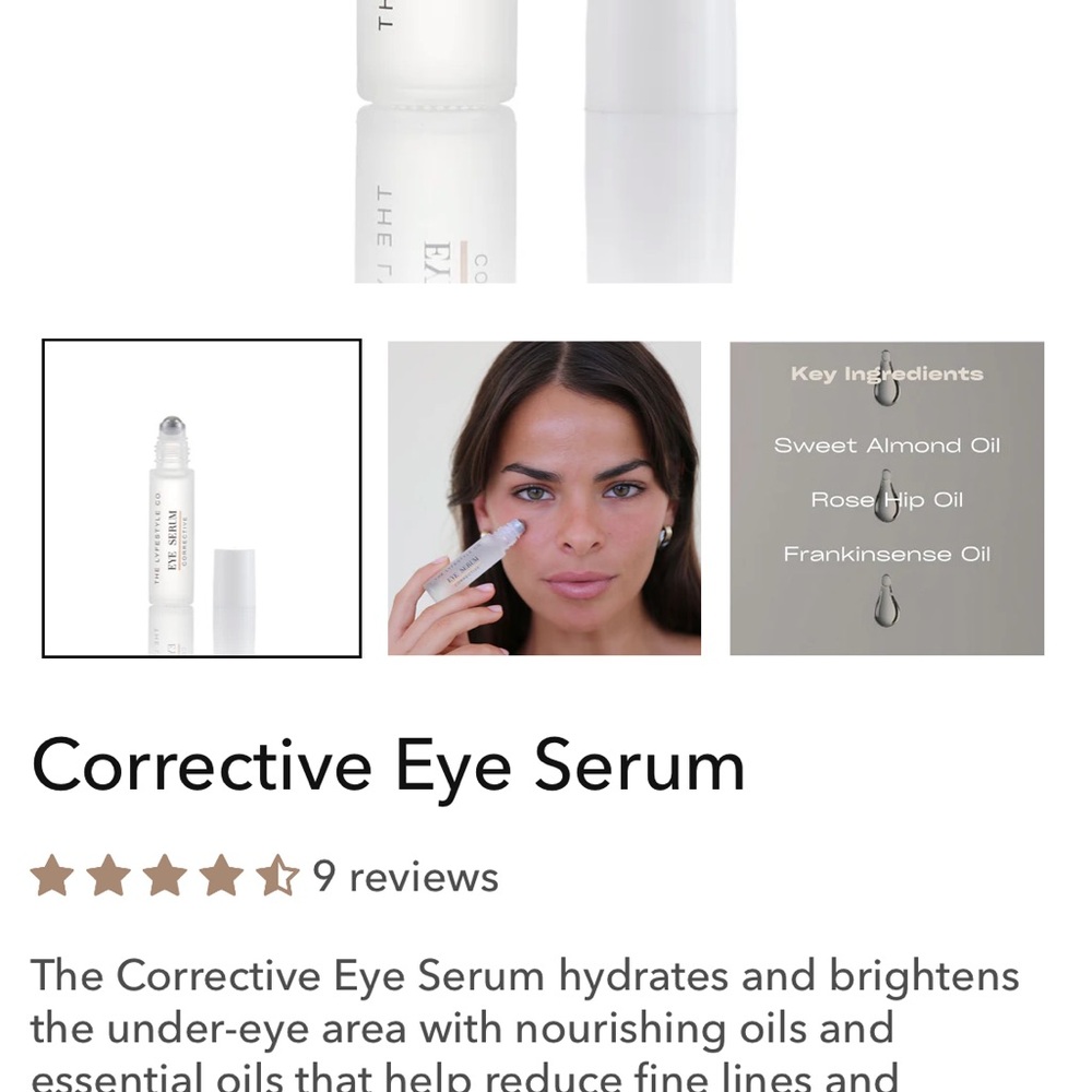Brand new in Box by The Lyfestyle Co. Corrective Eye. Serum - White & Gold